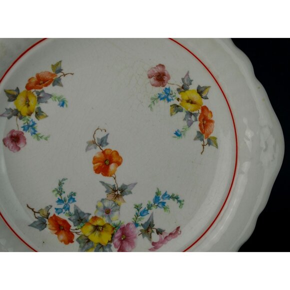 Unmarked Vintage Large Floral Serving Platter Ceramic - Picture 5 of 7